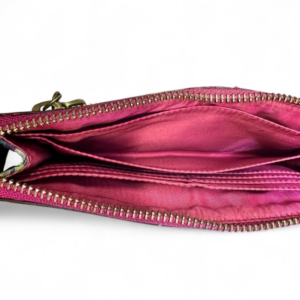 Vintage Y2K Coach Poppy Multicolor Wristlet 2009 Metallic Logo Bag Wallet boho - Picture 7 of 14